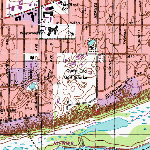 Topographic Map of Dwan Golf Club, MN