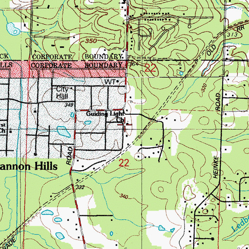 Topographic Map of Guiding Light Church, AR