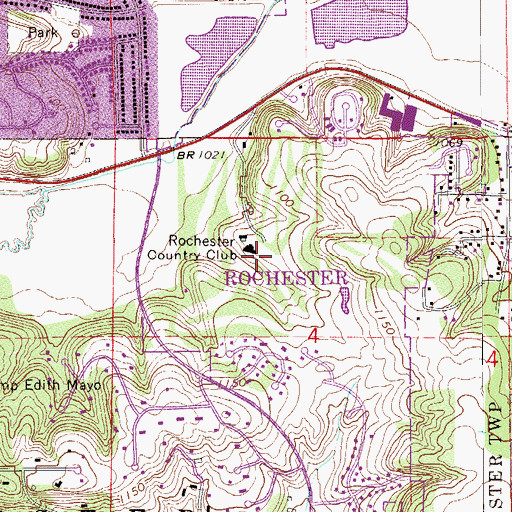 Topographic Map of Rochester Country Club, MN