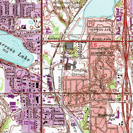Topographic Map of Saint Paul Waterworks, MN