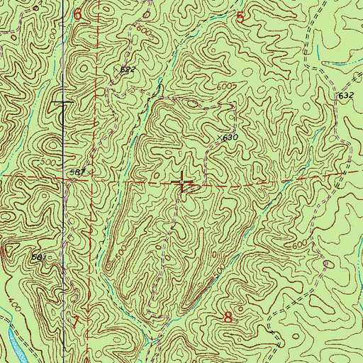 Topographic Map of Hickory Flats, AR