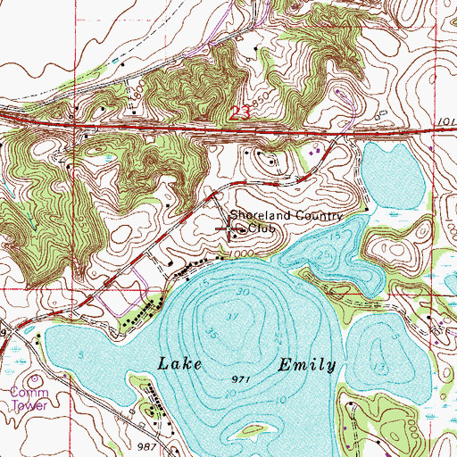 Topographic Map of Shoreland Country Club, MN