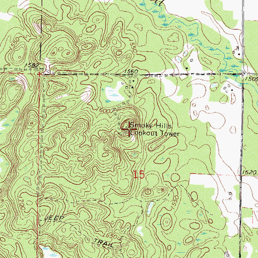 Topographic Map of Smoky Hills Lookout Tower, MN