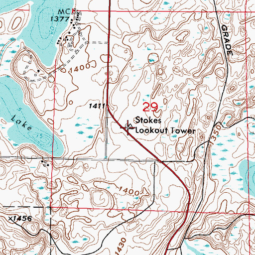 Topographic Map of Stokes Lookout Tower, MN