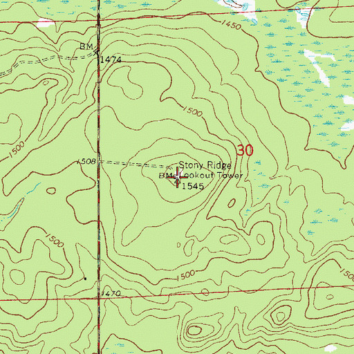 Topographic Map of Stony Ridge Lookout Tower, MN