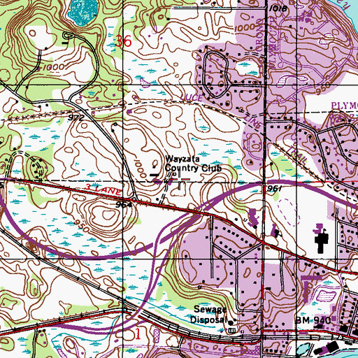 Topographic Map of Wayzata Country Club, MN