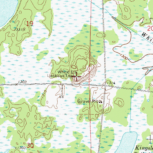 Topographic Map of White Elk Lookout Tower, MN