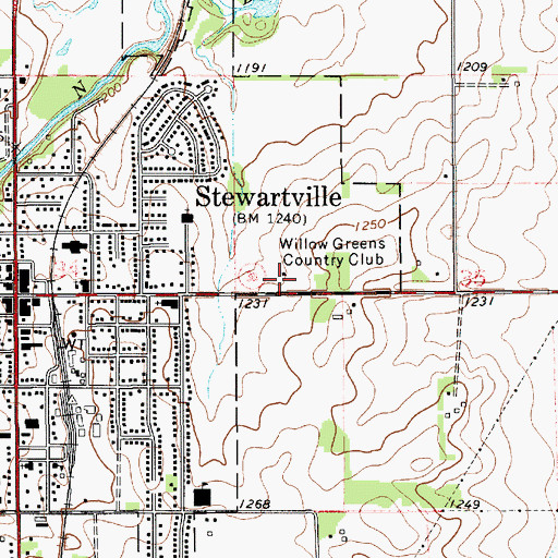 Topographic Map of Willow Green Country Club, MN