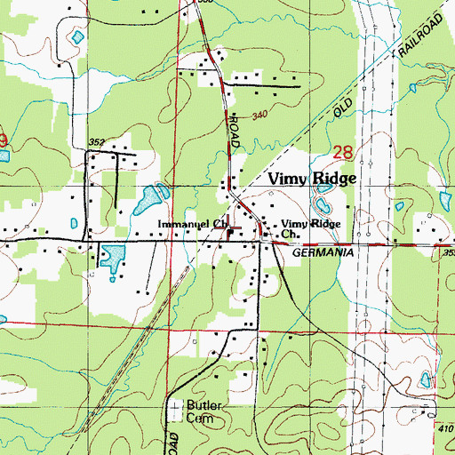 Topographic Map of Immanuel Church, AR