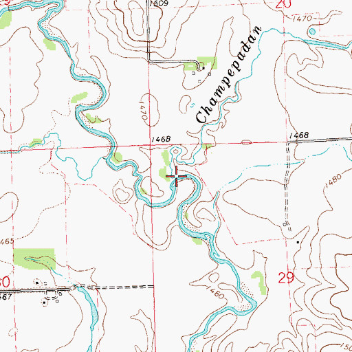 Topographic Map of Champepadan Creek, MN