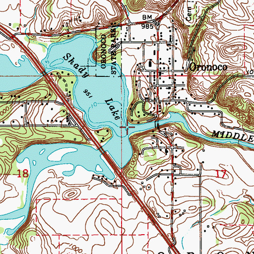 Topographic Map of South Branch Middle Fork Zumbro River, MN