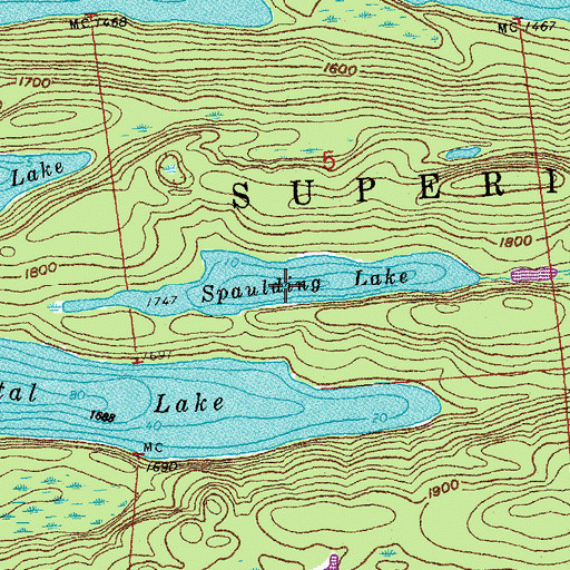 Topographic Map of Spaulding Lake, MN