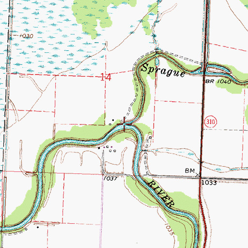 Topographic Map of Sprague Creek, MN