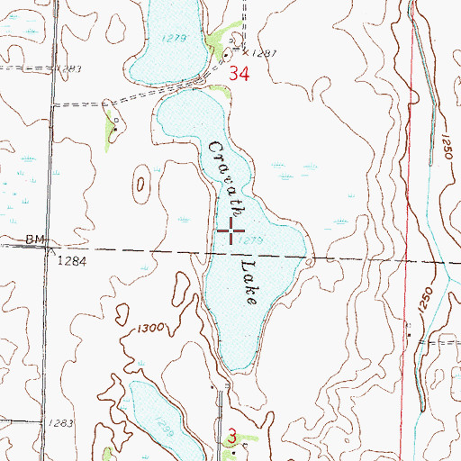 Topographic Map of Cravath Lake, MN
