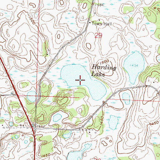 Topographic Map of Harding Lake, MN