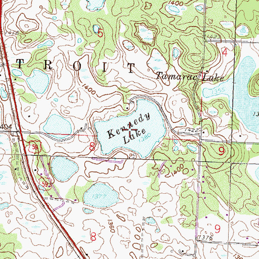 Topographic Map of Kennedy Lake, MN