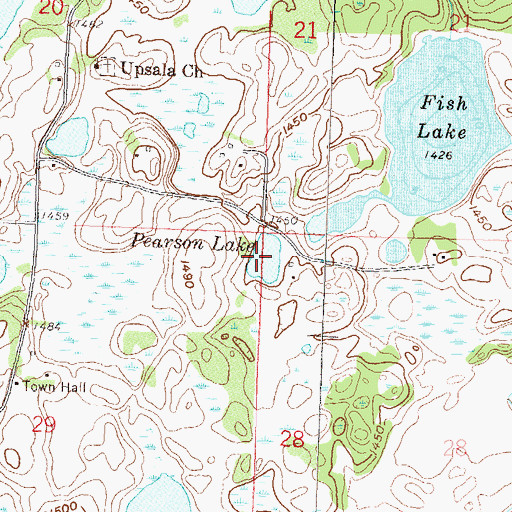 Topographic Map of Pearson Lake, MN