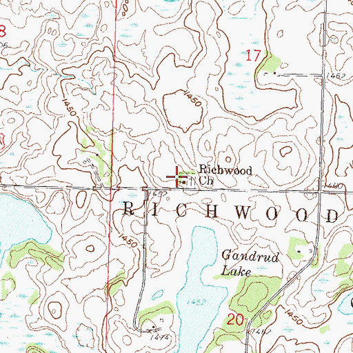 Topographic Map of Richwood Church, MN