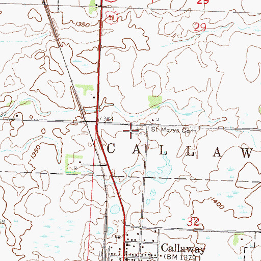 Topographic Map of Saint Marys Cemetery, MN