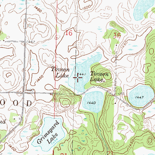 Topographic Map of Tovson Lake, MN