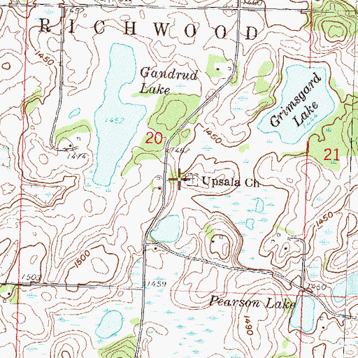 Topographic Map of Upsala Church, MN