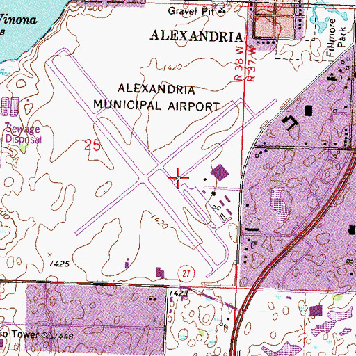 Topographic Map of Chandler Field, MN