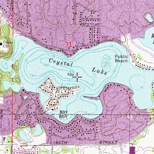 Topographic Map of Crystal Lake Seaplane Base, MN