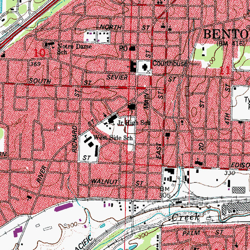 Topographic Map of Lewis Stadium, AR