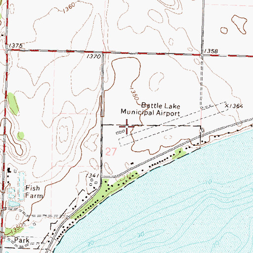 Topographic Map of Battle Lake Municipal Airport, MN