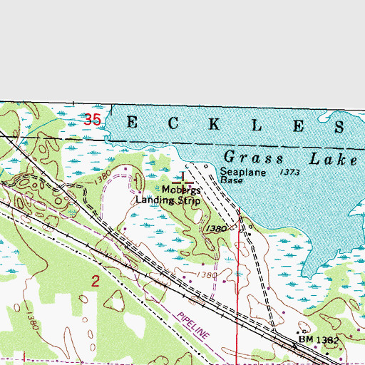 Topographic Map of Moberg Air Base, MN