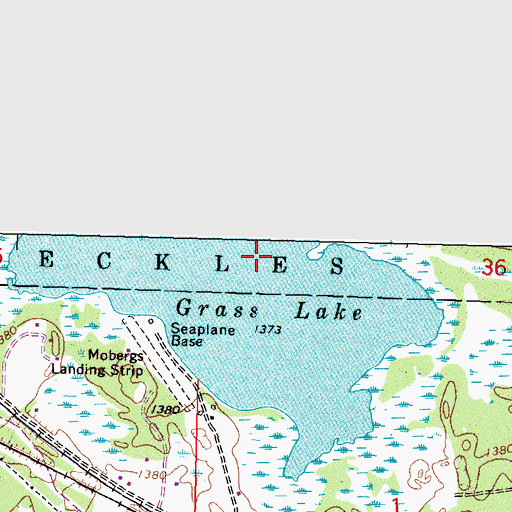 Topographic Map of Moberg Air Base Seaplane Base, MN