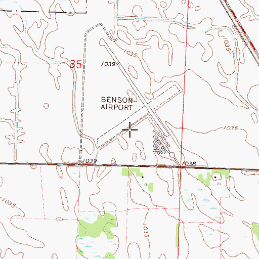 Topographic Map of Benson Municipal Airport, MN