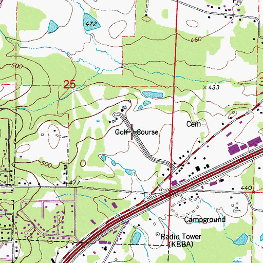 Topographic Map of Longhills Golf Course, AR