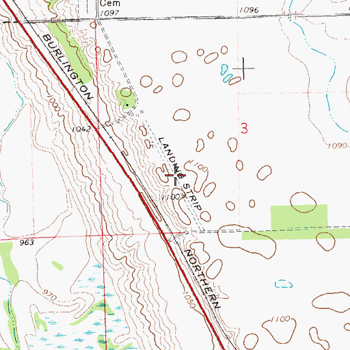 Topographic Map of Bullock Airport (historical), MN