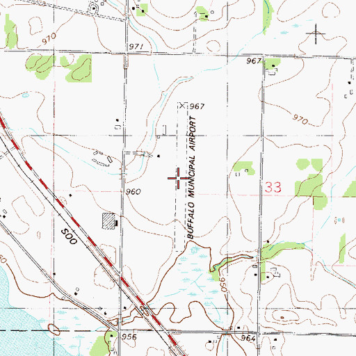 Topographic Map of Buffalo Municipal Airport, MN