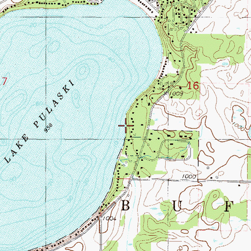 Topographic Map of Lake Pulaski Seaplane Base, MN