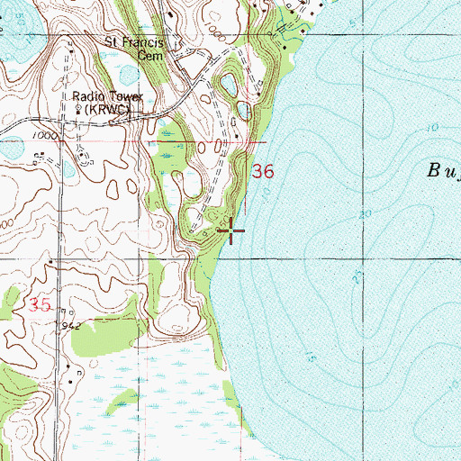 Topographic Map of Buffalo Lake Seaplane Base, MN