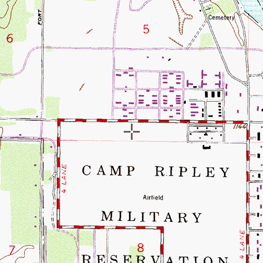 Topographic Map of Ray S Miller Army Airfield, MN