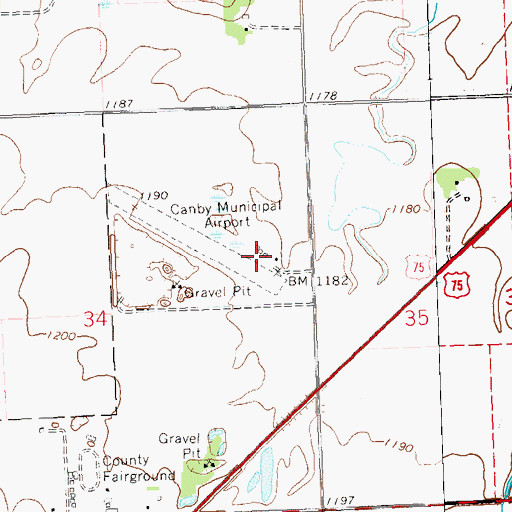 Topographic Map of Myers Field, MN