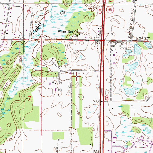 Topographic Map of Harry-Walt Airport, MN