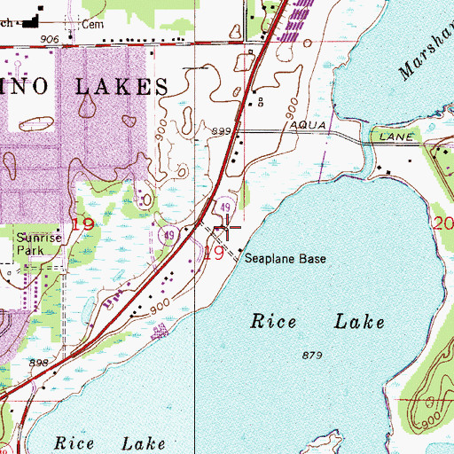 Topographic Map of Surfside Airport, MN