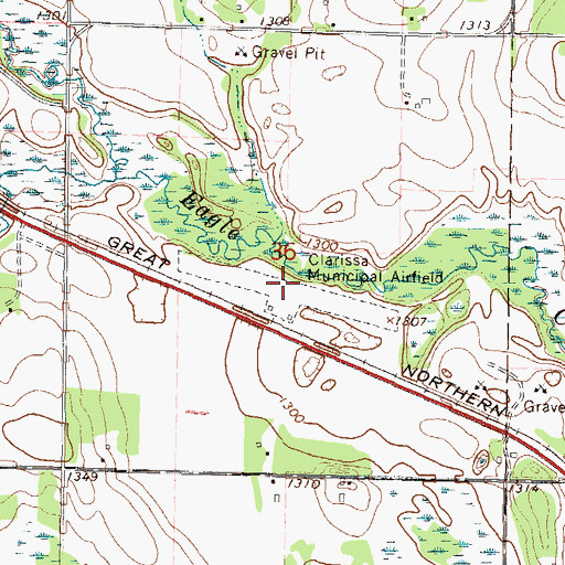 Topographic Map of Clarissa Municipal Airport, MN