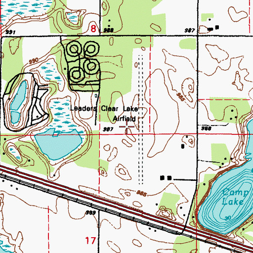Topographic Map of Leaders Clear Lake Airport, MN