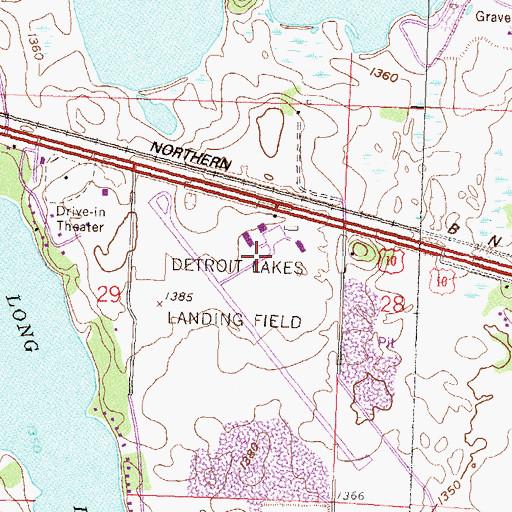 Topographic Map of Detroit Lakes Airport-Wething Field, MN