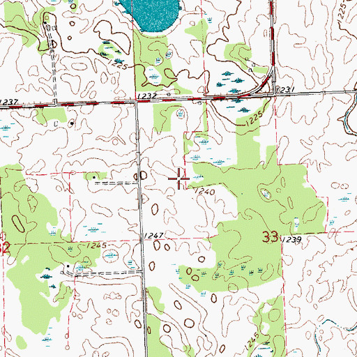 Topographic Map of Hemmingsen Private Airport, MN