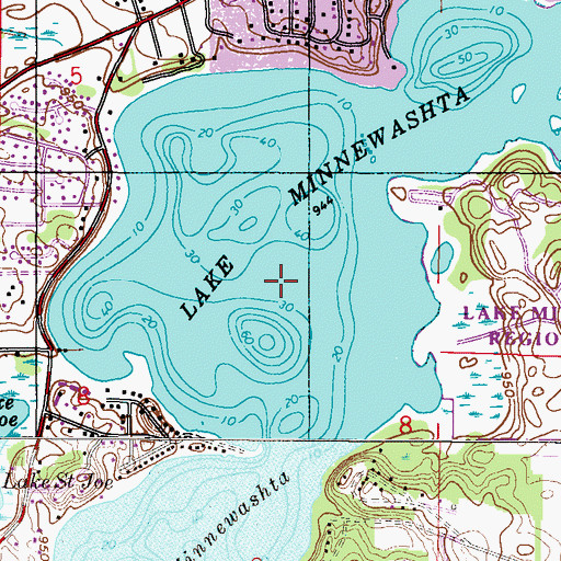 Topographic Map of Lake Minnewashta Seaplane Base, MN