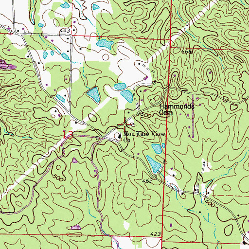 Topographic Map of Mountain View School (historical), AR