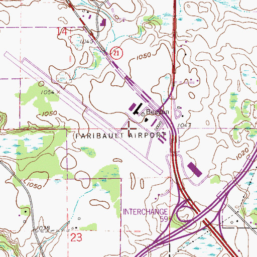 Topographic Map of Faribault Municipal Airport-Liz Wall Strohfus Field, MN