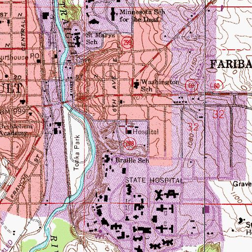Topographic Map of District One Hospital Heliport, MN