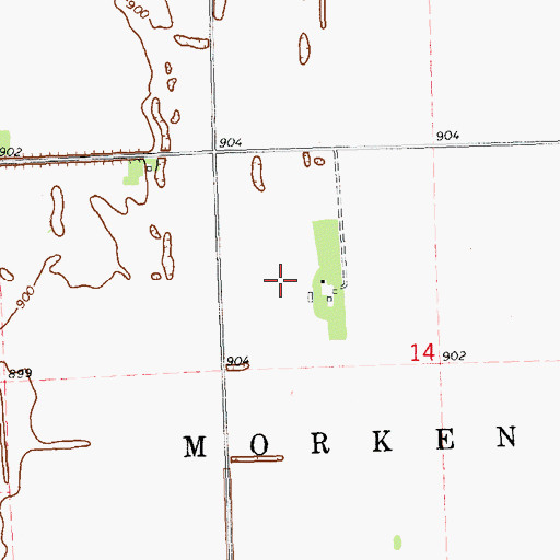Topographic Map of Schjeldrup Airport (historical), MN
